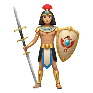 fullbody ancient Egyptian soldier with sword and rectangular shield sticker
