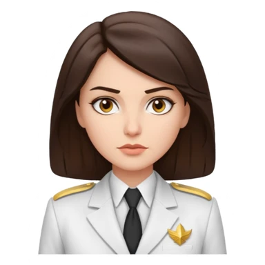 brunette woman captain white suit sticker