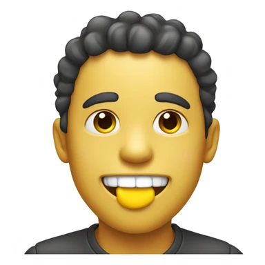 Smiling emoji with yellow bone in his mouth sticker