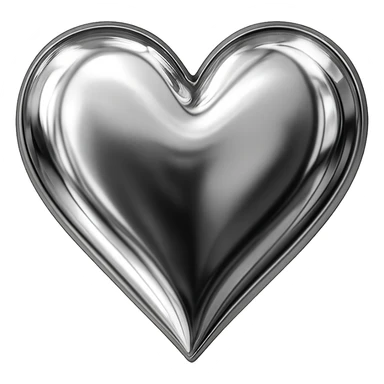 heart with a metallic silver chrome finish sticker