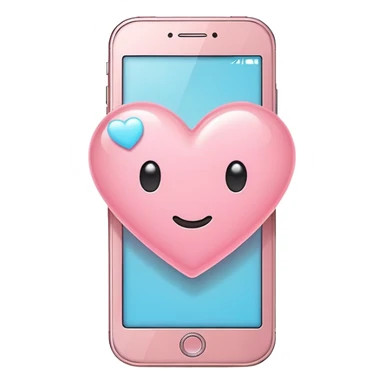 Aesthetic light pink smartphone with glowing heart notification bubble, kawaii emoji style, minimalist vector icon, soft shadow, clean white background, cute obsession-themed design sticker