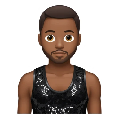 Durrell Tank Babbs, R&B Singer with dark brown hair, black sequin outfit sticker