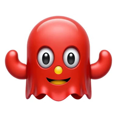 red Pac-Man ghost, simple iconic style, big eyes sticker