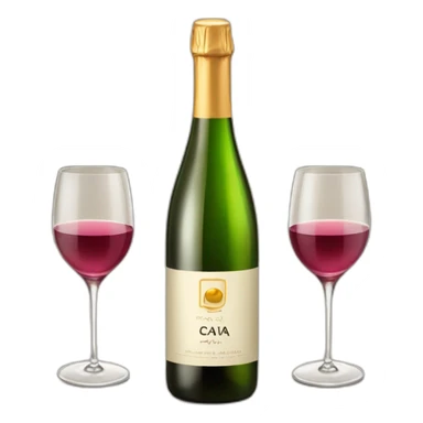 one bottle with cava logo and two glasses of wine sticker
