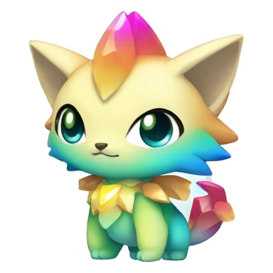 a anthro chibi-style colorful gradient-shiny gem-sparkle-Fakémon-hybrid full body sticker