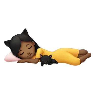 sleeping girl with her black cat sticker