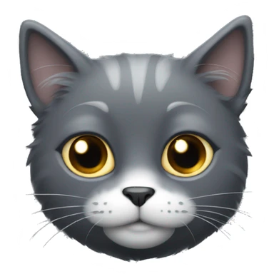 Fluffy dark grey cat with white spot on chest and white spot under chin and a grey nose  sticker