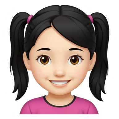 una chica pequeña con una cola de caballo el pello color negro  3 años sticker