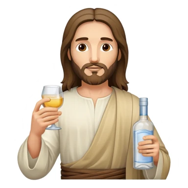 Jesus holding a bottle of vodka sticker