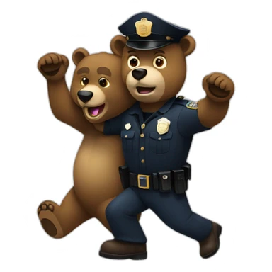 Bear cop arresting a criminal sticker