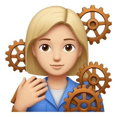 A human figure assembling blocks or gears around themselves, symbolizing personal growth and practical skills. sticker