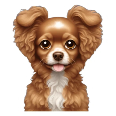brown toy poodle chihuahua long hair dog sticker