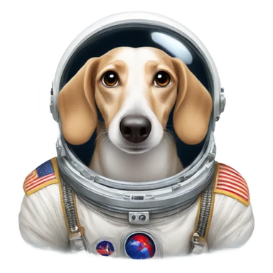 White Dachshund as Russian cosmonaut  sticker