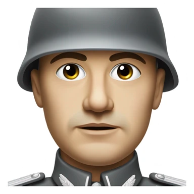 serious german soldier the middle of the XX century photorealistic gray uniform detailed face with wrinkles, closed mouth, small eyes  sticker