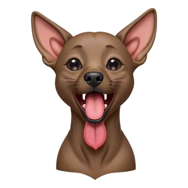 Cinematic Cute Yawning Xoloitzcuintle dog Portrait Emoji, Head tilted slightly with a dramatic, wide-open yawn, showcasing smooth, hairless ebony skin with gently relaxed wrinkles and floppy ears slightly drooping, round dark eyes barely open in drowsy contentment, Simplified yet irresistibly adorable features, highly detailed, glowing with a soft, cozy glow, high shine, relaxed yet expressive, stylized with a touch of whimsy, bright and endearing, soft glowing outline, capturing the essence of a sleepy yet affectionate guardian, so drowsy it feels like it could stretch out of the screen and curl up for a nap! sticker