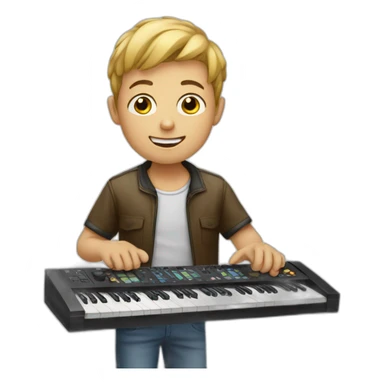 boy play synthesizer sticker