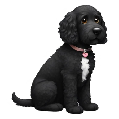 Black doodle dog with white belly and white paws  sticker