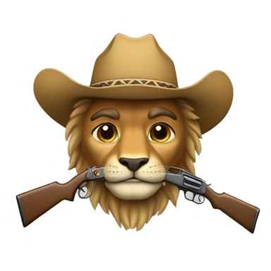 león con sombrero de vaquero y rifle sticker