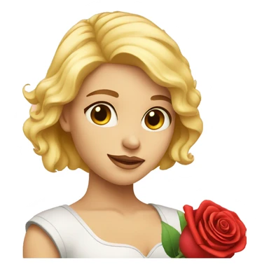 blonde girl holding a rose in her hands sticker