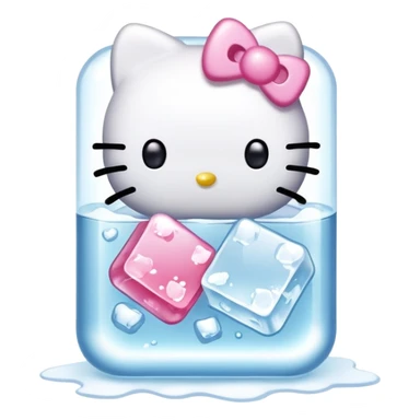Kawaii hello kitty with ice cube sticker