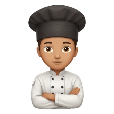 Serious Head Chef – arms crossed, clean uniform, focused expression sticker