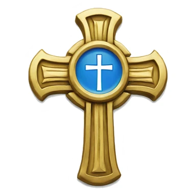 Badge of the Jesus cross, gold and  blue  sticker