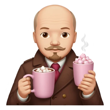 Lenin hold  Light Pink mug of hot chocolate with marshmallows  sticker