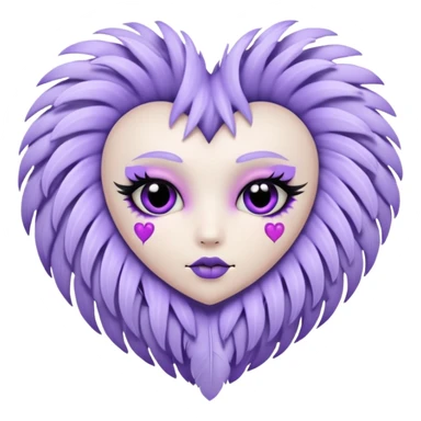 pastel goth heart with lavender feathers sticker