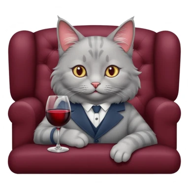 gray Cat On A Couch With Wine sticker