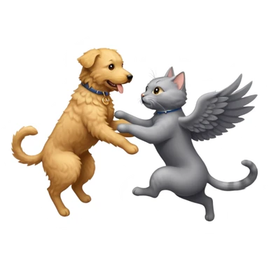 Golden doodle and gray cat fighting sticker
