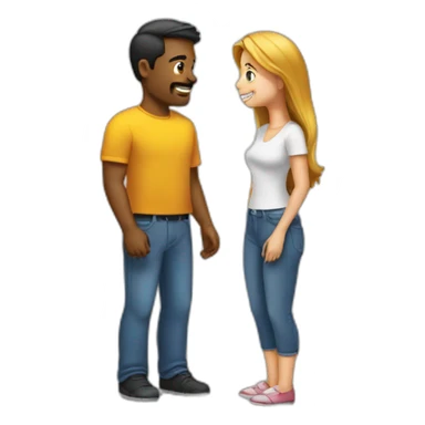 Man talk to a women he is in front of her sticker