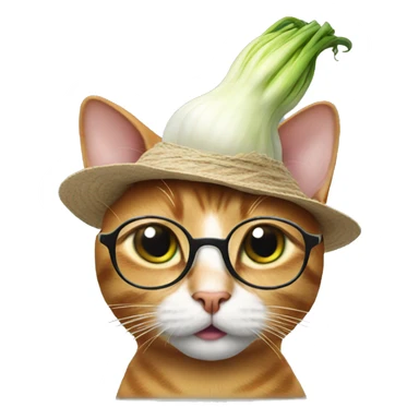 cat with glasses and an onion hat sticker
