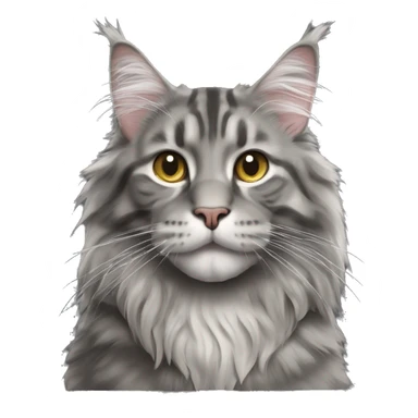 Grey tabby Maine coon cat also showing the neck and tail sticker