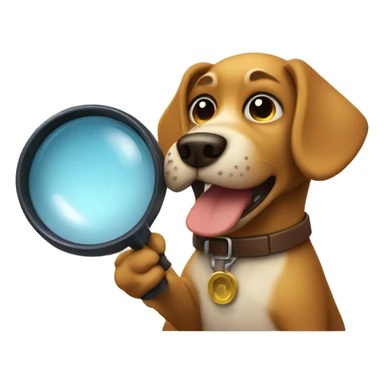 dog detective holding a magnifying glass in his mouth sticker