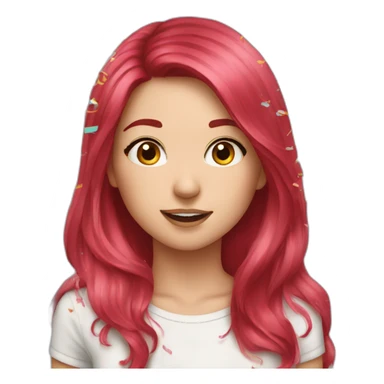 girl-long-straight-rosered-hair-throwing-confetti sticker