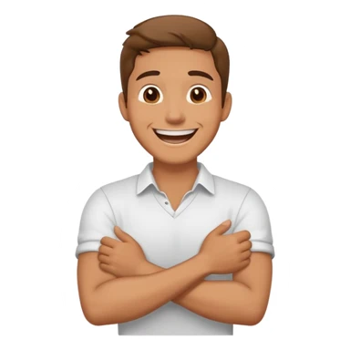 Man crossing arms holding neck laughing sticker