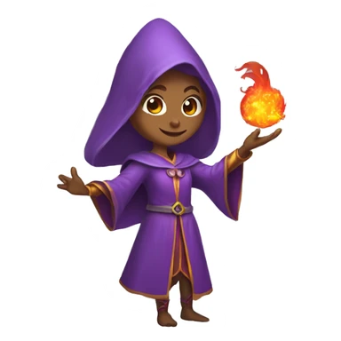 female elf with elf ears wizard wearing purple robes casts fireball sticker