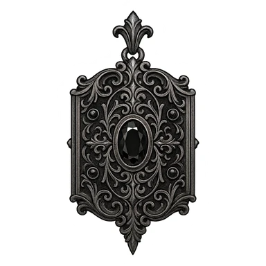 gothic ornate locket, black and silver, vintage and dramatic sticker