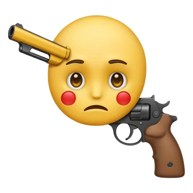 yellow emoji face with sad face with a gun pointed to its head sticker