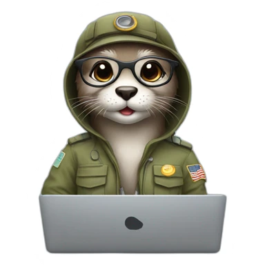 female vet otter with glasses use a macbook sticker