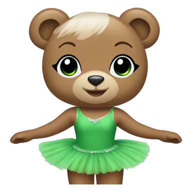 Ballerina bear with a green tutu sticker