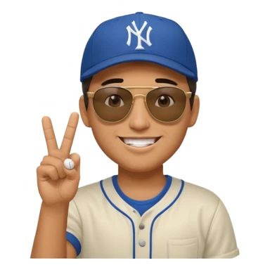 Cool hip guy with NY baseball cap and sunglasses showing his middle finger sticker