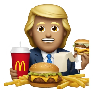 Donald trump eating McDonalds with Jesus sticker