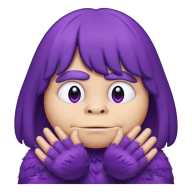 Grimace face, half frown with a side eye and hands clasped together sticker