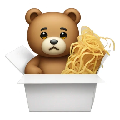 Teddy with asia noodle box sticker