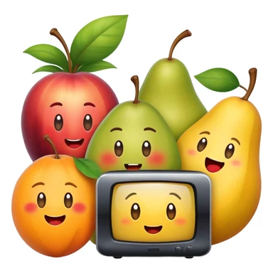 Озорные сочные фрукты смотрят кино, слушают музыку. sticker