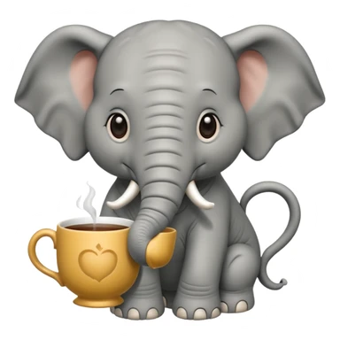 elephant with tea cup sticker