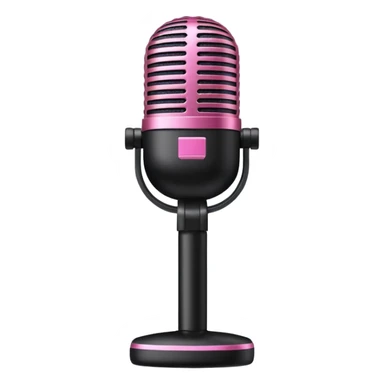 black stage microphone with pink strip on bottom sticker