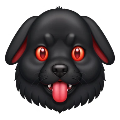 Generate a emoji of a big evil black dog with red eyes and a tongue sticking out sticker