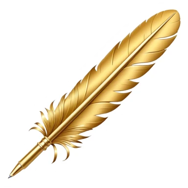 3D perspective academic premium golden ink feather pen sticker